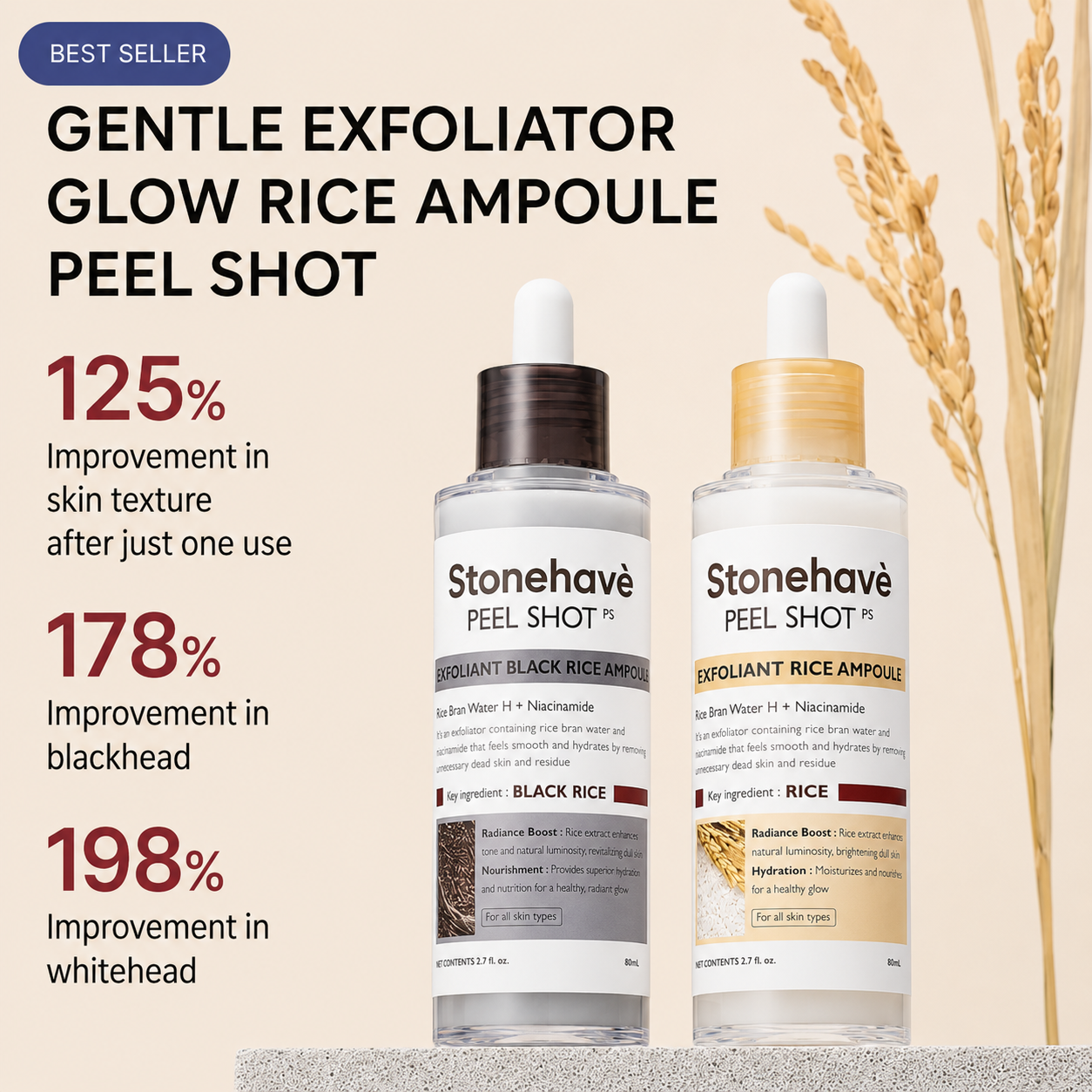 Peel Shot Glow Rice Peeling  Duo Daily Soft Exfoliating Face and Body Scrub Dead Skin Cells Blackhead Remover for All Skin Types